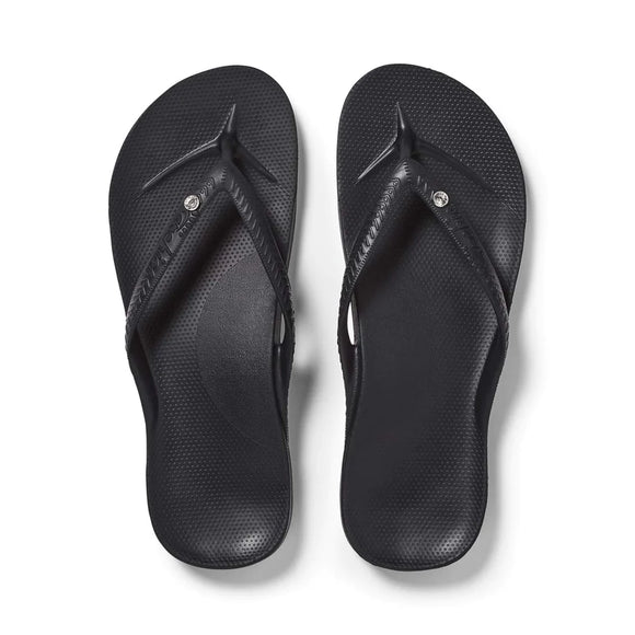 Crystal Archies Arch Support Thongs - Black”