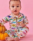 Kip & Co Dino Max White Organic LS Zip Romper