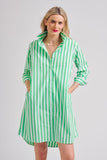 Shirty The Classic Shirt Dress - Green/White Stripe - Size XL