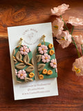 Lumu Moon Green and Pink Blossom Earrings - Spring - arch