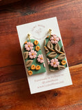 Lumu Moon Green and Pink Blossom Earrings - Spring - arch