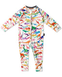 Kip & Co Dino Max White Organic LS Zip Romper