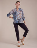 MARCO POLO L/S ETCHED FLORAL TOP - SIZES 10 & 16