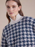 MARCO POLO L/S HOUNDSTOOTH SWEATER PETROL - SIZE M