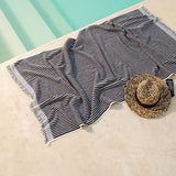 Canningvale Positana Terry Beach & Bath Towel - Pinstripe Charcoal
