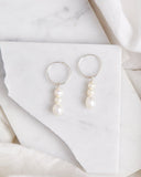 Finerrings Trio Pearl Hoops - Rose Gold & Sterling Silver