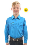 Hard Slog Kids Light Cotton Drill Shirt - Bright Blue