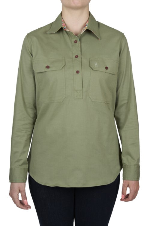 Thomas Cook Womens Stretch LS Drill Shirt - Olive