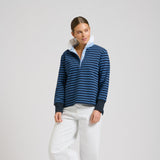 Est 1971 Rugby Frill Collar Sweatshirt - Navy Combo Stripe