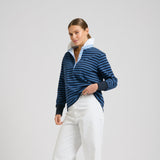 Est 1971 Rugby Frill Collar Sweatshirt - Navy Combo Stripe