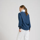 Est 1971 Rugby Frill Collar Sweatshirt - Navy Combo Stripe