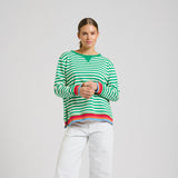 Est 1971 Zipside Classic Cotton Sweatshirt - Green Stripe/Rainbow