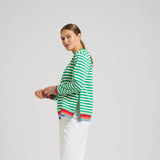 Est 1971 Zipside Classic Cotton Sweatshirt - Green Stripe/Rainbow