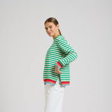 Est 1971 Zipside Classic Cotton Sweatshirt - Green Stripe/Rainbow
