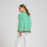 Est 1971 Zipside Classic Cotton Sweatshirt - Green Stripe/Rainbow