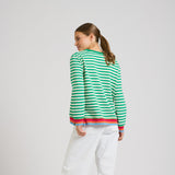 Est 1971 Zipside Classic Cotton Sweatshirt - Green Stripe/Rainbow
