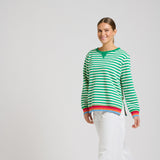Est 1971 Zipside Classic Cotton Sweatshirt - Green Stripe/Rainbow
