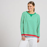 Est 1971 Zipside Classic Cotton Sweatshirt - Green Stripe/Rainbow