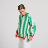 Est 1971 Zipside Classic Cotton Sweatshirt - Green Stripe/Rainbow