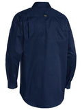 Bisley Cool Lightweight Drill Shirt Closed Front Long Sleeve- Navy - Size Small