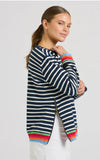 Est 1971 Zipside Classic Cotton Sweatshirt - Navy Stripe/Rainbow
