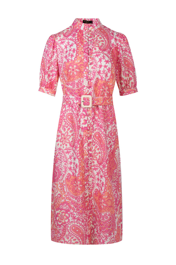 GDS CLARISSE BELTED LONG DRESS - AURORA PINK