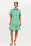 Adorne Nathalia Poplin Stripe Dress - Green/White Stripe - Size 18