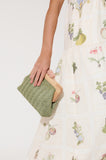 Adorne Peachy Woven Timber Clutch - Khaki