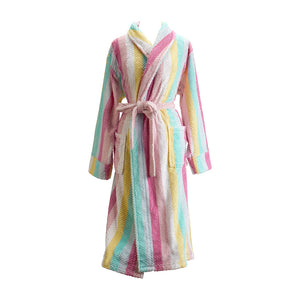 Bath Robe - cosy luxe pastel stripe