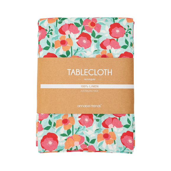 Annabel Trends Linen Tablecloth - Sherbet Poppies