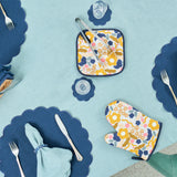 Annabel Trends Pot Holder – Linen – Floral Puzzle Mustard