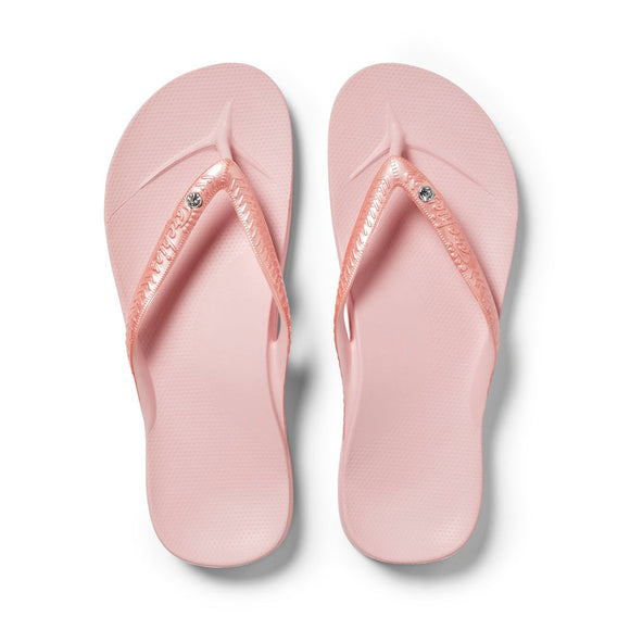 Archies Arch Support Thongs - Shimmer Pink Crystal