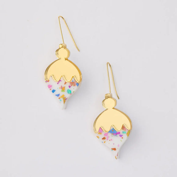 Martha Jean Bauble Earrings - Gold / White