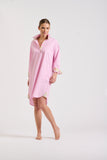 Shirty The Popover Shirt Dress - Pink Stripe/Floral - Size S