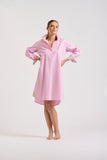 Shirty The Popover Shirt Dress - Pink Stripe/Floral - Size S