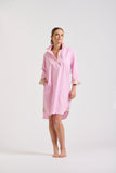 Shirty The Popover Shirt Dress - Pink Stripe/Floral - Size S