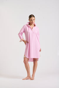 Shirty The Popover Shirt Dress - Pink Stripe/Floral - Size S