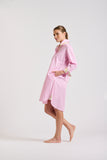 Shirty The Popover Shirt Dress - Pink Stripe/Floral - Size S