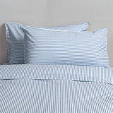 Canningvale Modella Cotton Mini Stripe Quilt Cover Set - Chambray Blue  - QB & KB