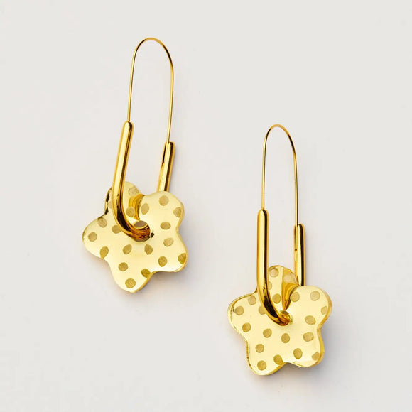 Martha Jean Dotty Flower Earrings - Gold