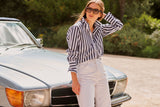 Shirty The Elodie Girlfriend Shirt - Navy Wide Stripe - Sizes M & XL