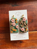 Lumu Moon Green and Pink Blossom Earrings - Spring - arch