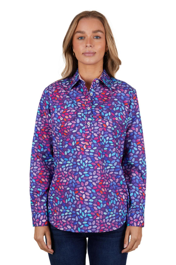 Hard Slog Womens June Half Placket L/S Shirt