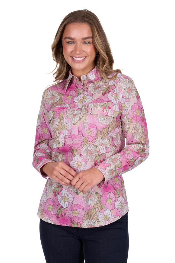 Hard Slog Womens Etta Half Placket L/S Shirt