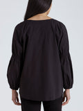 Marco Polo Gathered Sleeve Black Top - Size 12