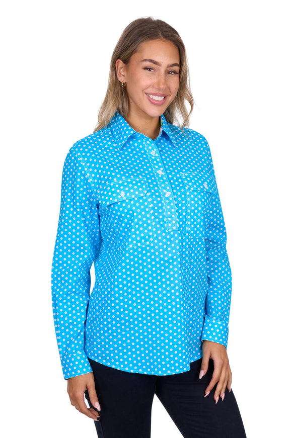 Hard Slog Womens Sia Half Placket L/S Shirt