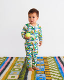 Kip & Co Dino Safari Organic Long Sleeve Zip Romper