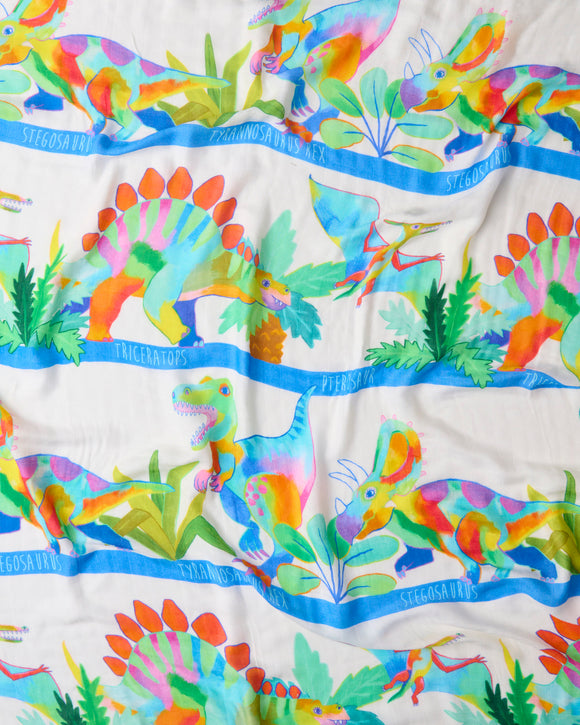 Kip & Co Dino Max White  Bamboo Swaddle