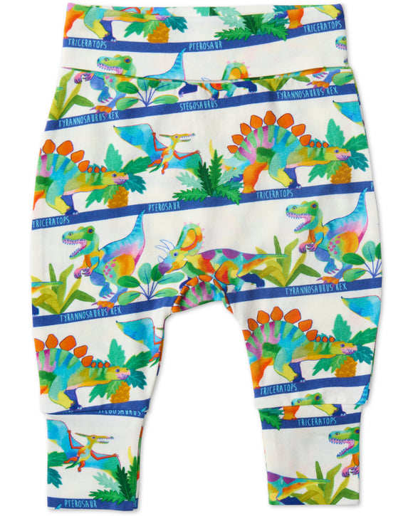 Kip & Co Dino Safari Organic Drop Crotch Pant