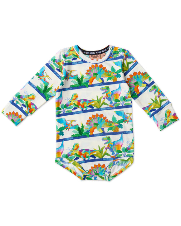 Kip & Co Dino Safari Organic Long Sleeve Romper